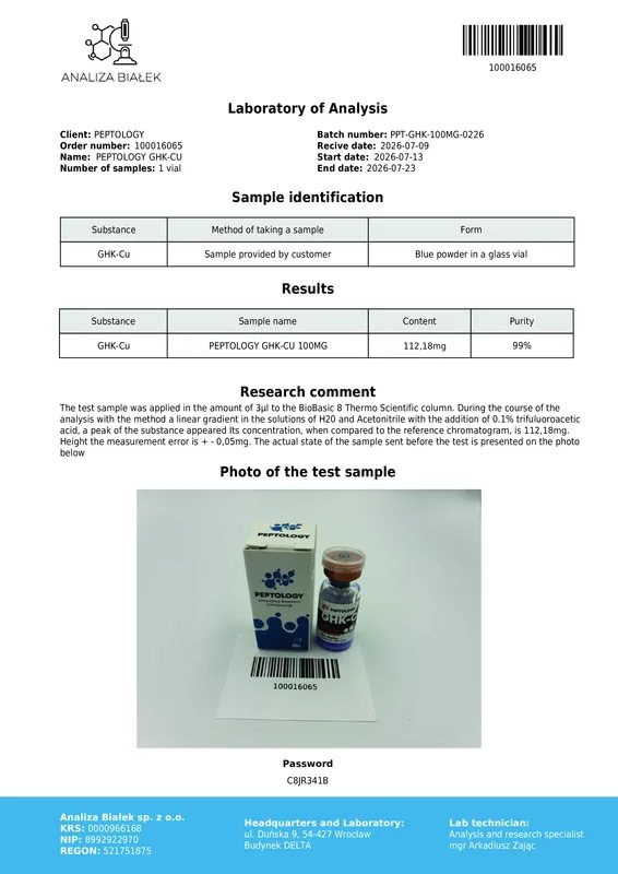 GHK-Cu 100 mg – vara tripeptīds (Gly-His-Lys) pētniecībai – attēls 2