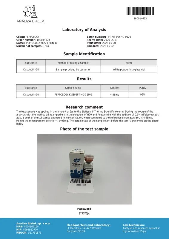 Kisspeptin-10 5 mg/10 mg – hormonālās ass peptīdu regulators (GnRH stimulators) – attēls 2