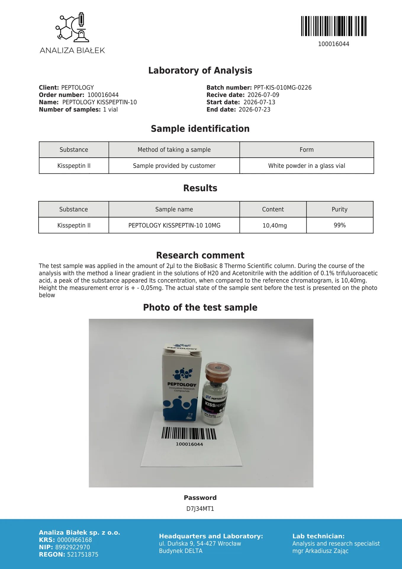 Kisspeptin-10 5 mg/10 mg – hormonālās ass peptīdu regulators (GnRH stimulators) – attēls 3