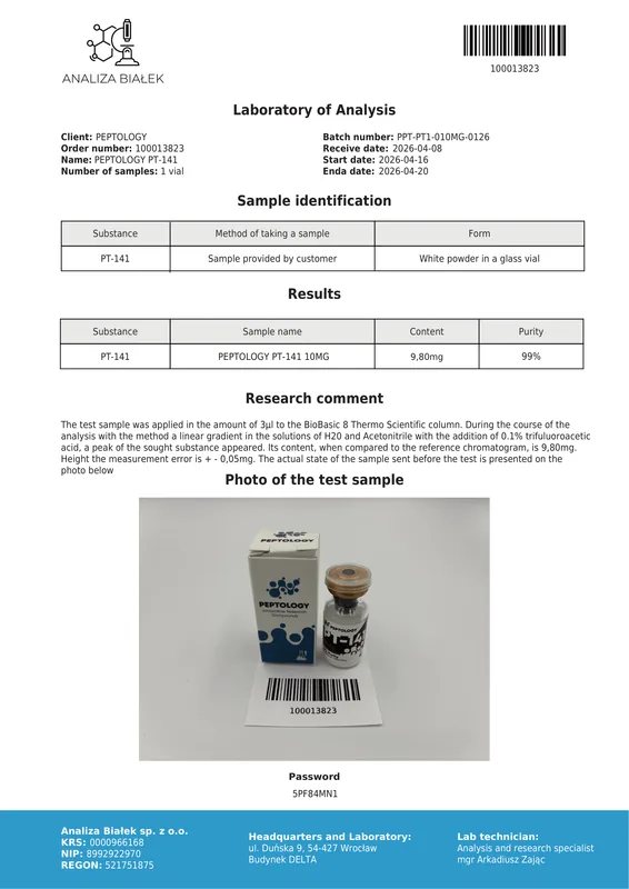 PT-141 (Bremelanotide) 10 mg – melanokortīna receptoru agonists – attēls 2